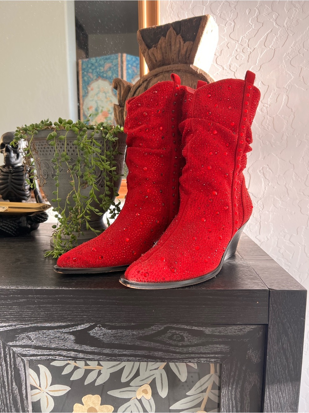 Jessica Simpson Red Studded Western Ankle Boots